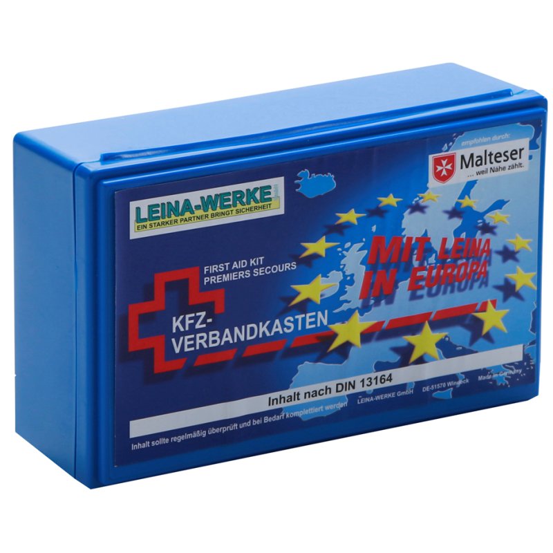 LEINA-WERKE auto-EHBO-kit DIN 13164, blauw, PP-kunststof